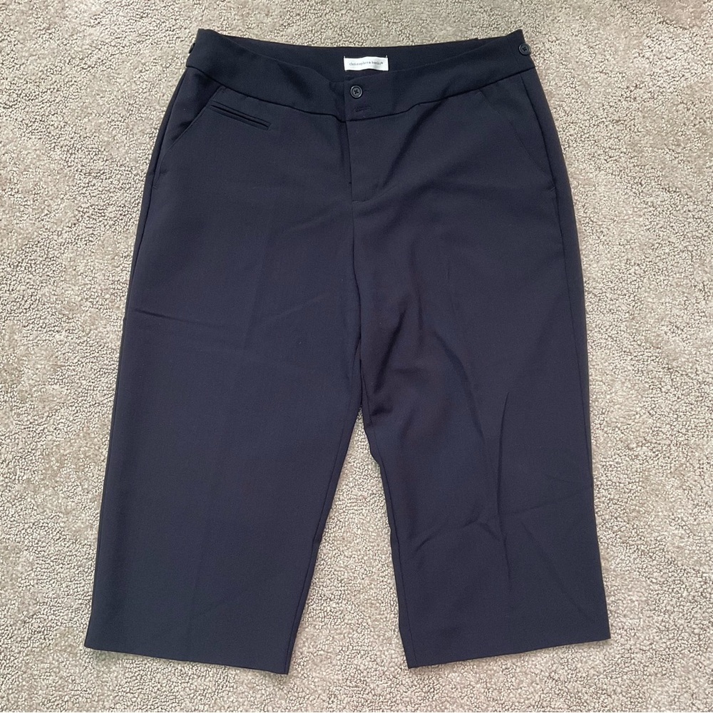 Christopher and Banks Black Adjustable Button Capris Size 12 Spring Summer Basic